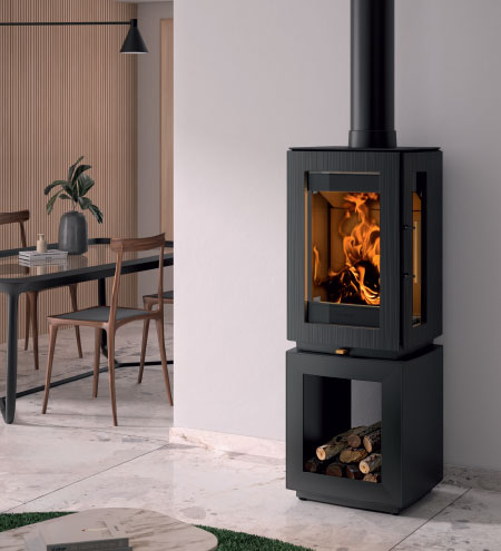 Hergóm Glow Wood Fireplace with Log Base